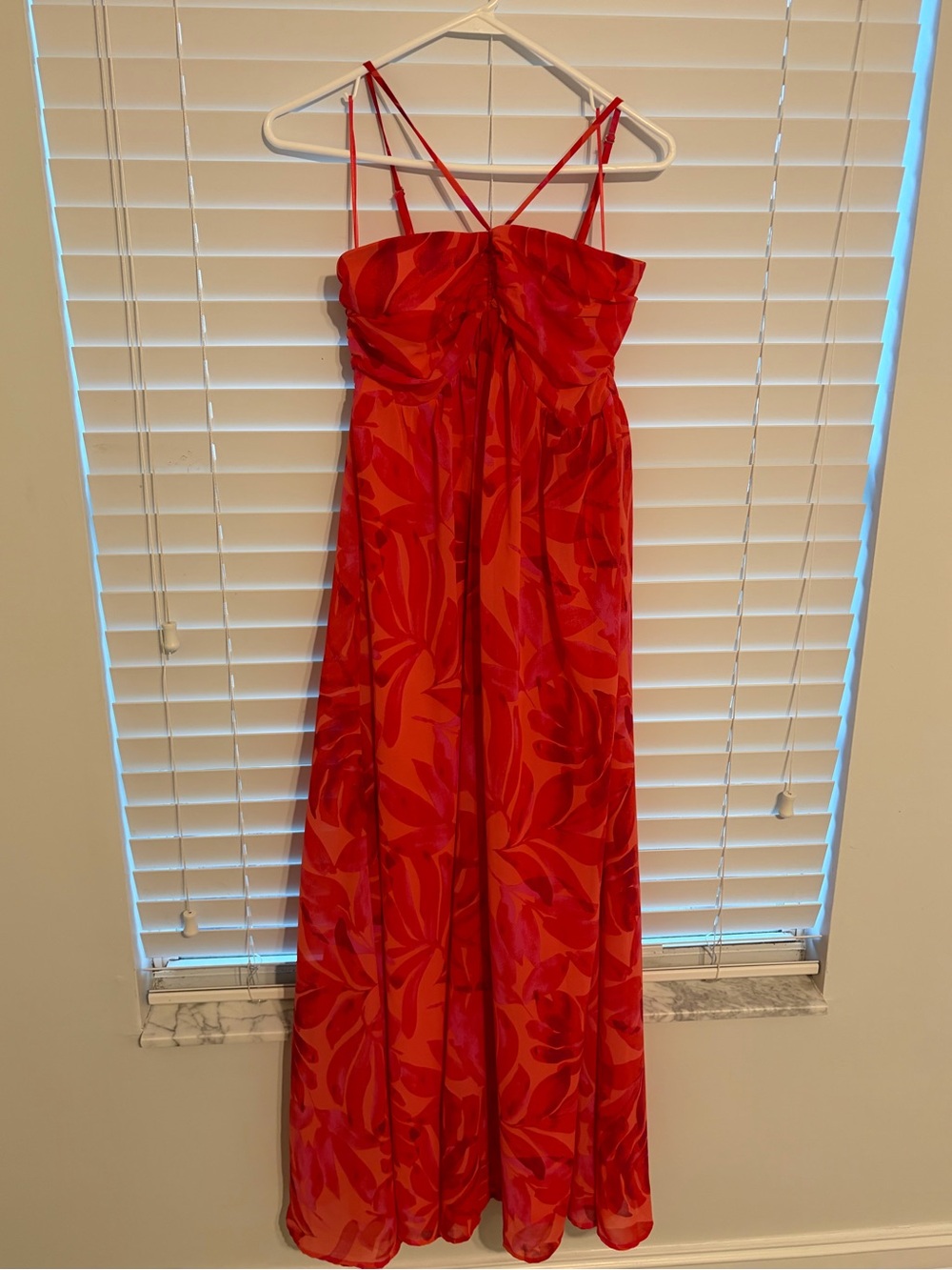 Vici Red and Pink Floral Maxi Dress with Spaghetti Straps